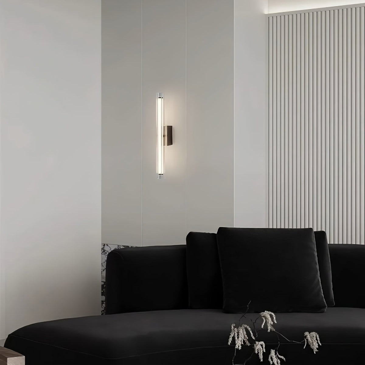 Linece Contemporary Glass Wall Lamp — Metal Frame, 5cm Diameter