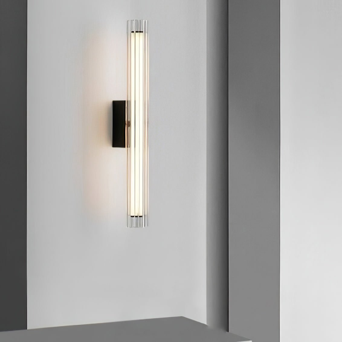 Linece Contemporary Glass Wall Lamp — Metal Frame, 5cm Diameter