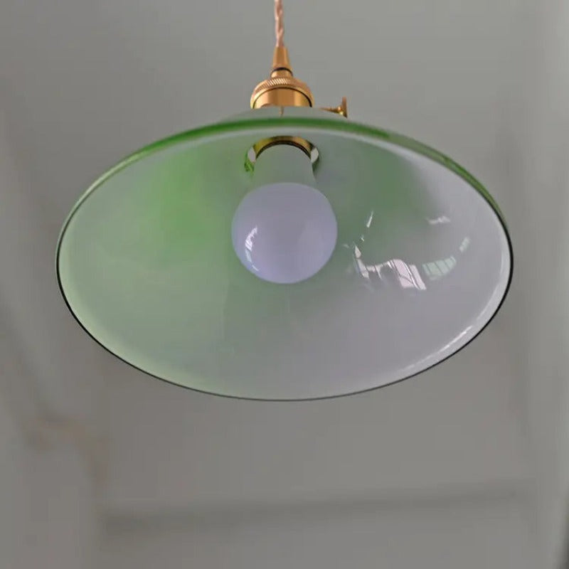 Valentina Rustykalna vintage lampa wisząca LED — zielone szkło, miedziana rama