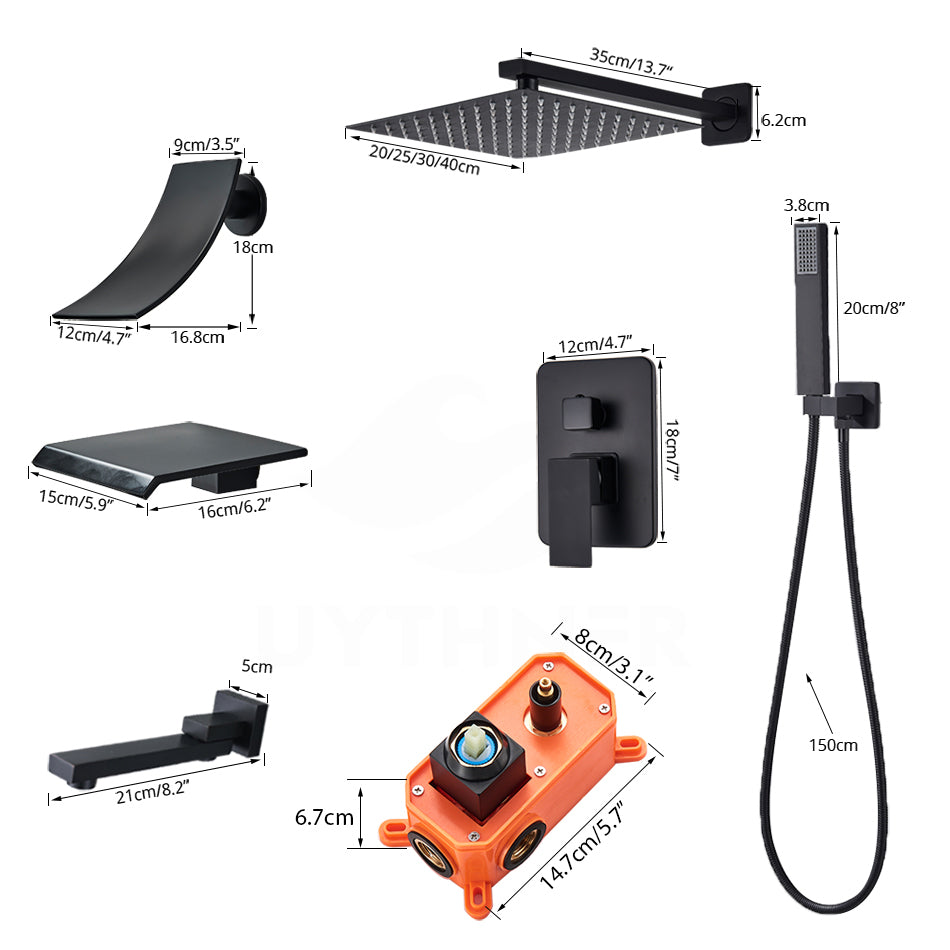 3件套黑色现代浴室淋浴套装