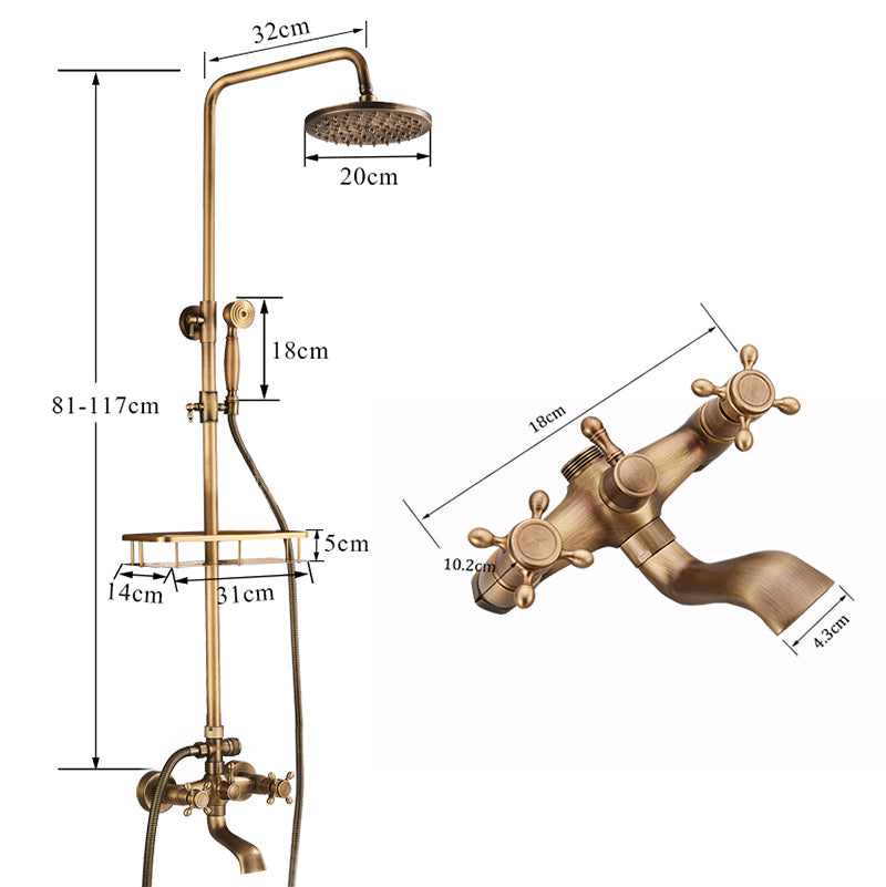 Retro Kupfer Duschset mit Messinghahn und praktischen Duschen