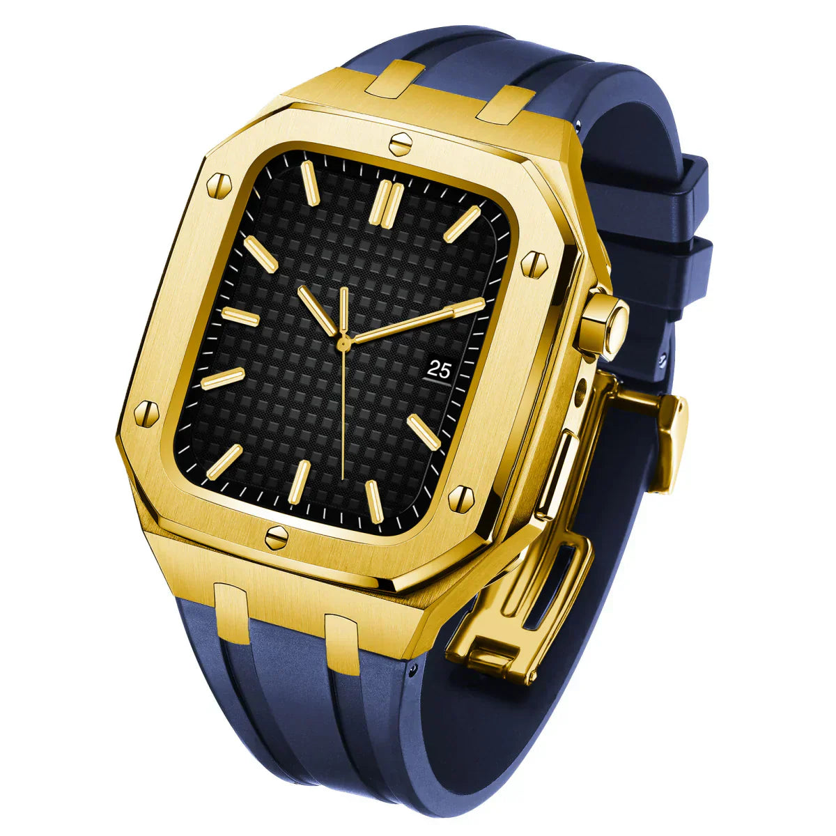 AP9009 silikonový řemínek s pouzdrem z nerezové oceli 316L pro Apple Watch