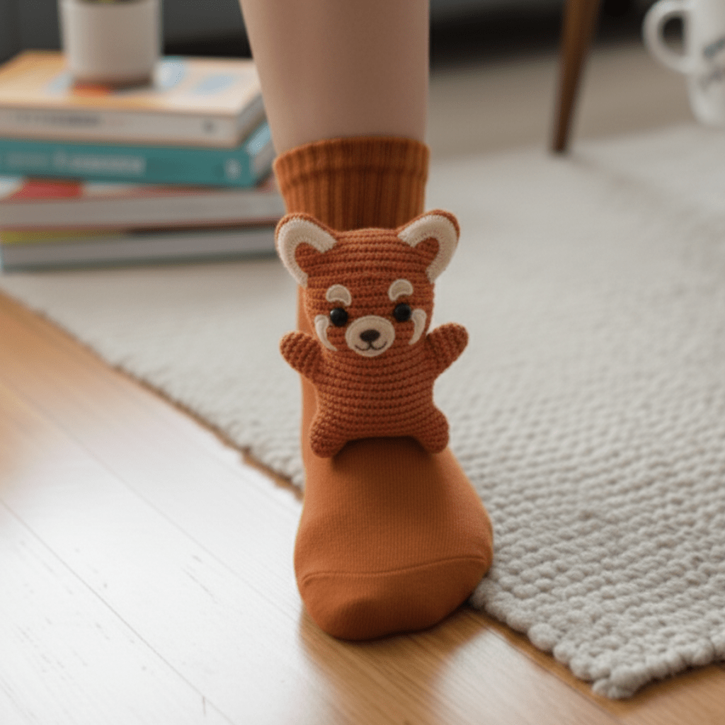 CozyNest House Socks For Home Relaxation With 3D Animal Accent And Non Slip