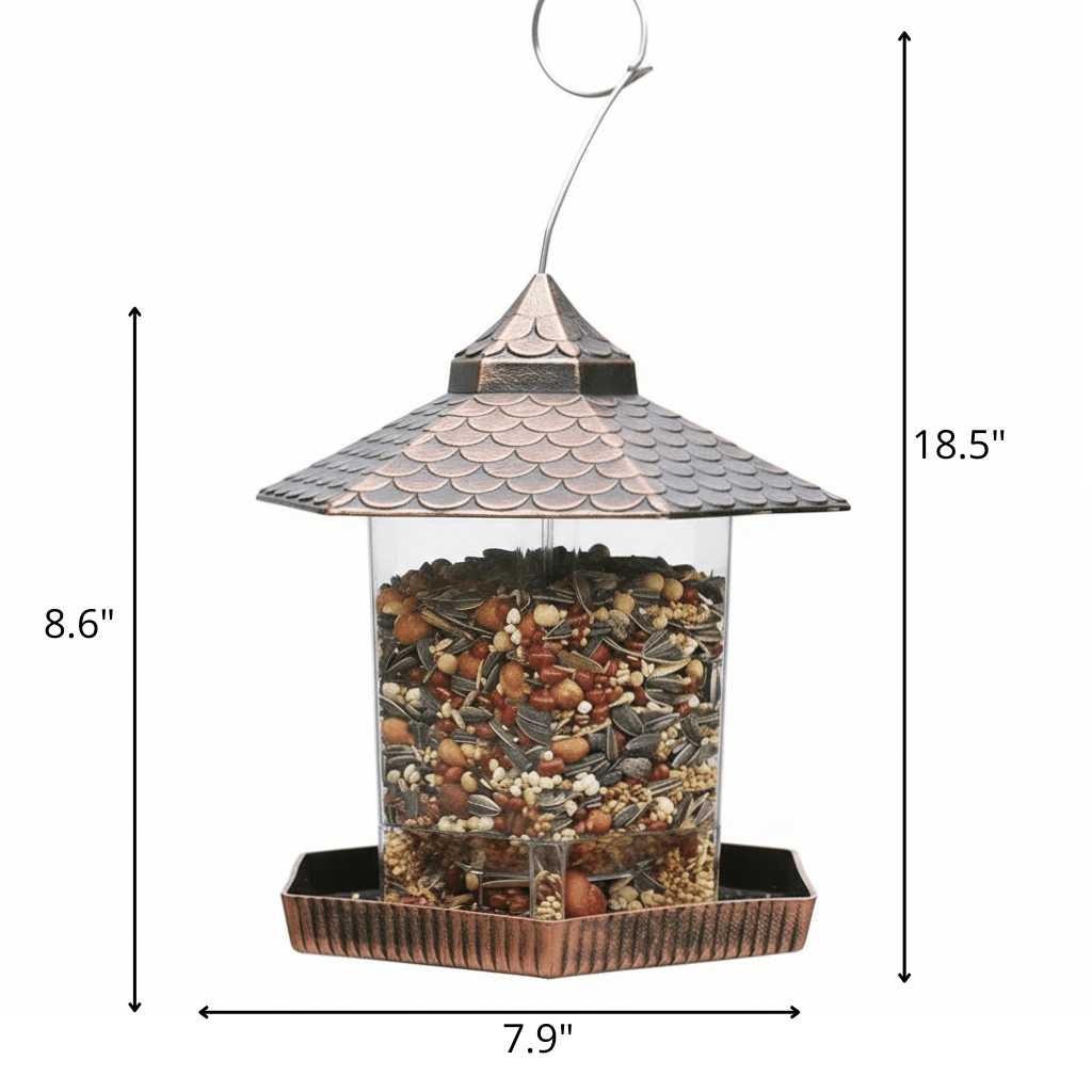 Comedero para pájaros CopperGleam con elegante aspecto de cobre resistente a la intemperie para decorar el jardín y el balcón