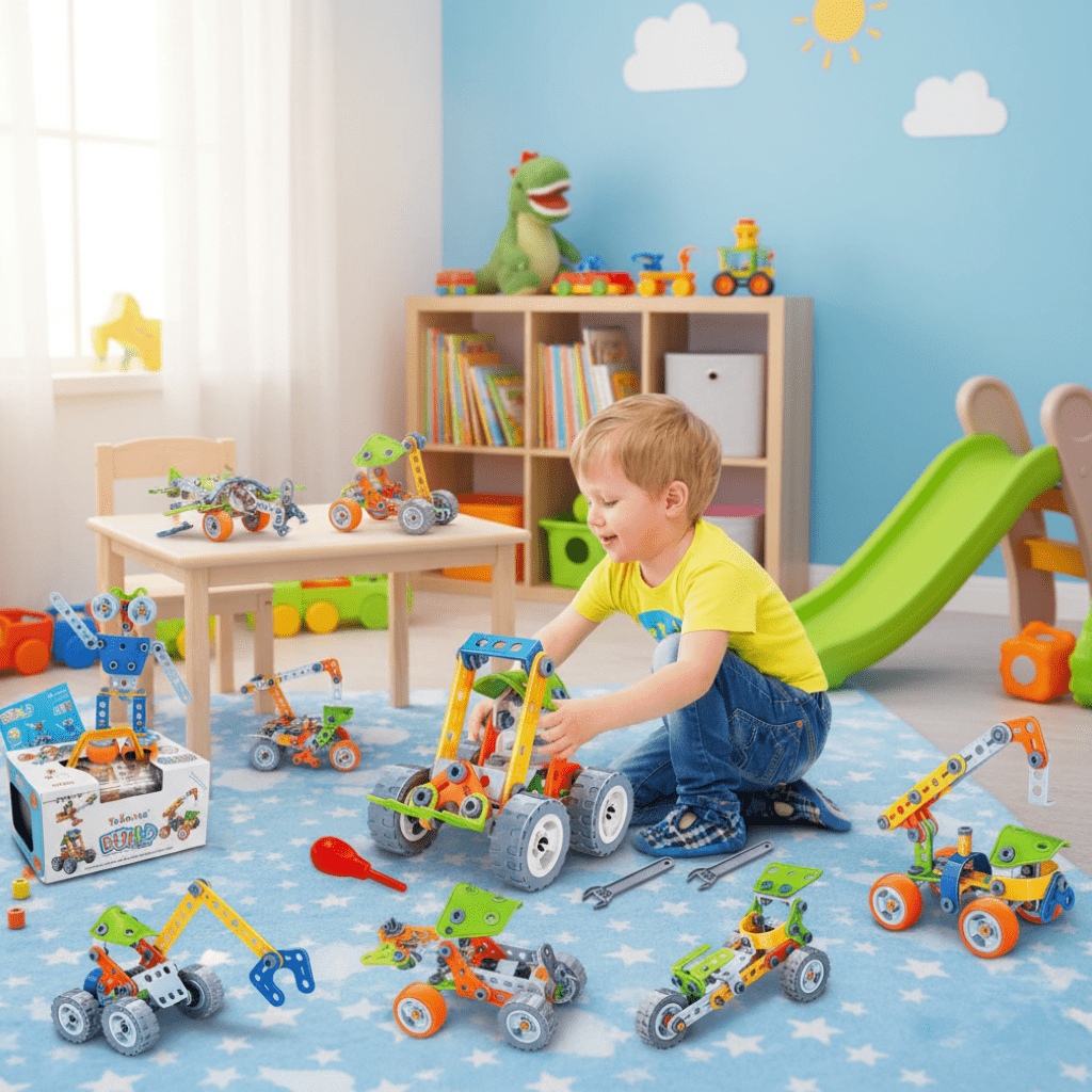 طقم بناء Little Builders من NovaBuild للأطفال من عمر 3 سنوات فأكثر، لتنمية الإبداع