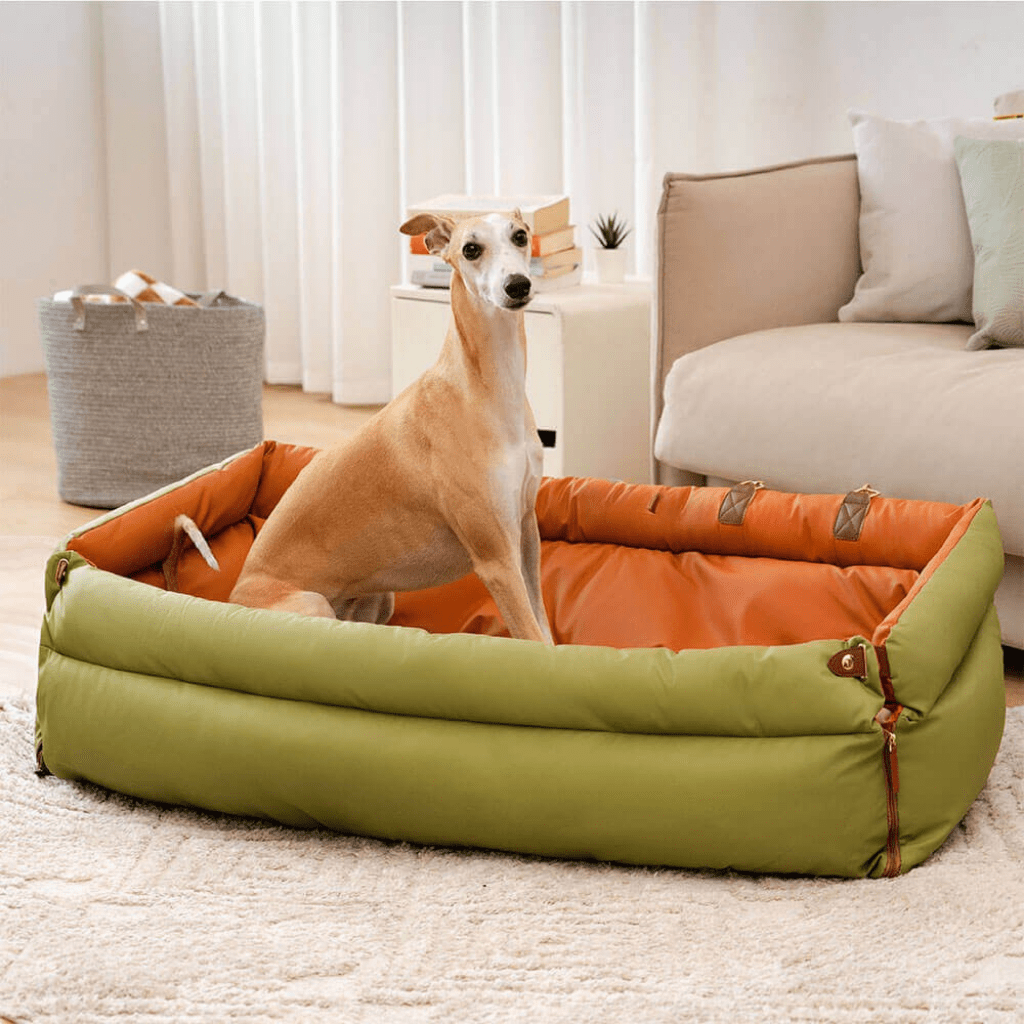 PawLux Elite Cama-asiento grande para coche para perros, de piel sintética prémium y antideslizante