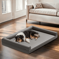 CalmPaws マイクロファイバーレザーと防水ボルスター付きの整形外科仕様犬用ソファ、犬用