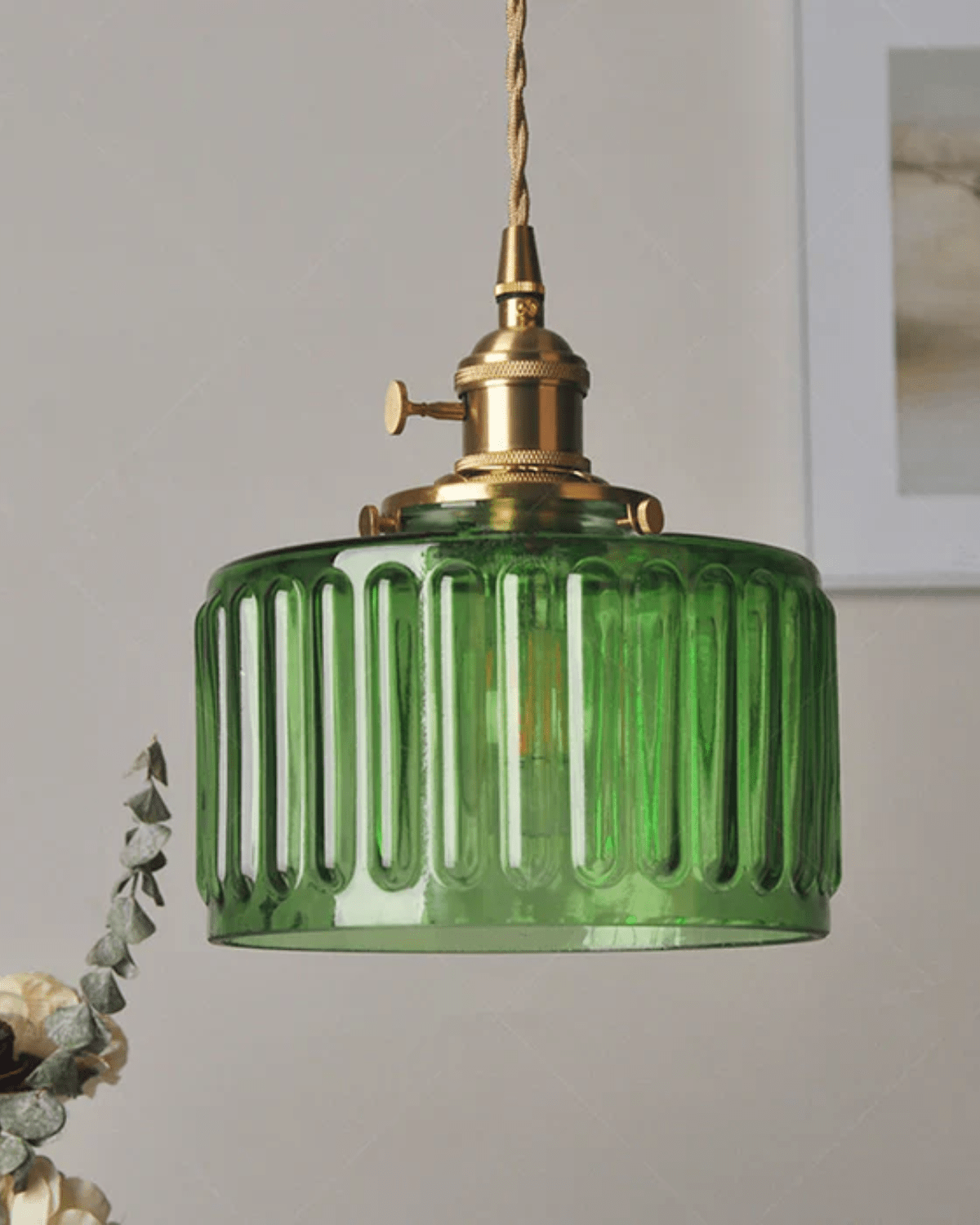 Lucerne Verdant Pendant Light With Emerald Glass Brass