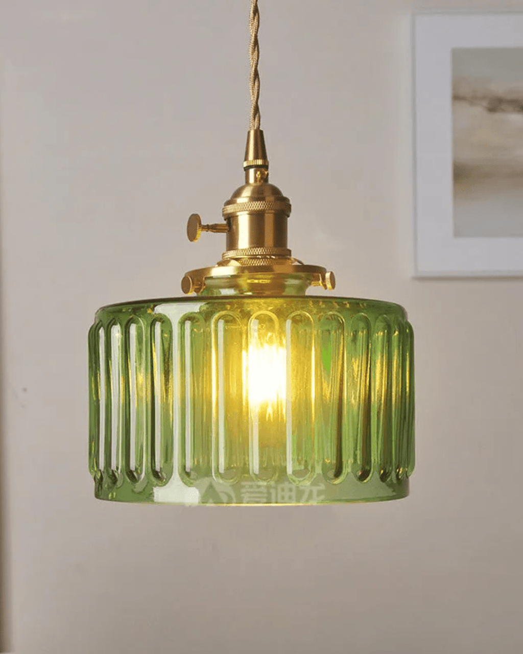Lucerne Verdant Pendant Light With Emerald Glass Brass