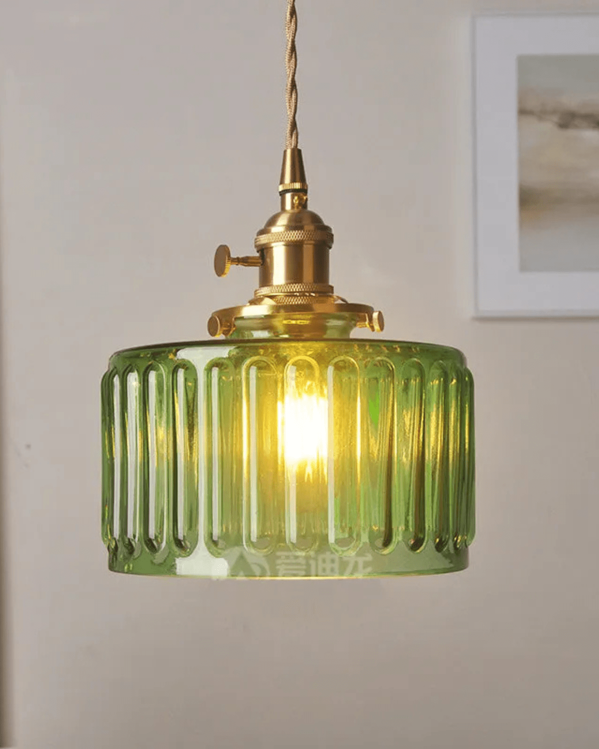 Lucerne Verdant Pendant Light With Emerald Glass Brass