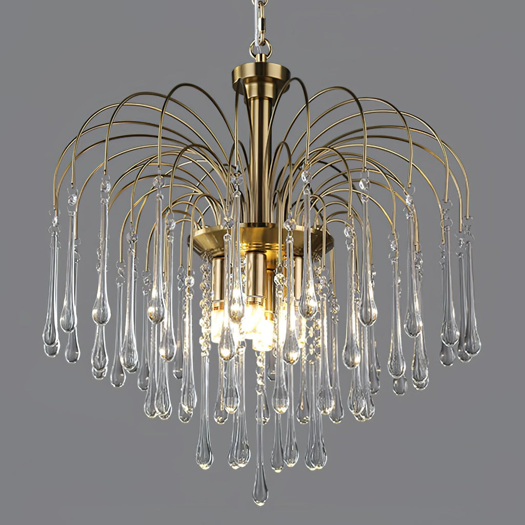 Lampadario Maltose — cascata di ottone e cristallo