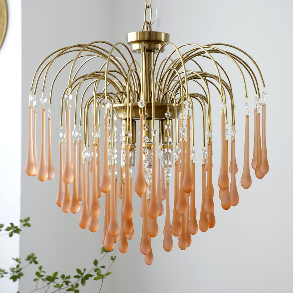 Lampadario Maltose — cascata di ottone e cristallo