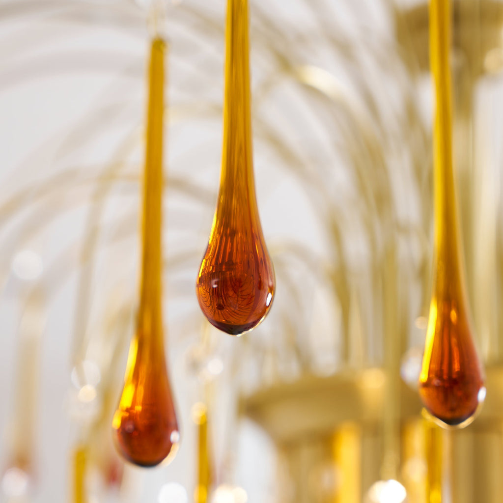 Lampadario Maltose — cascata di ottone e cristallo