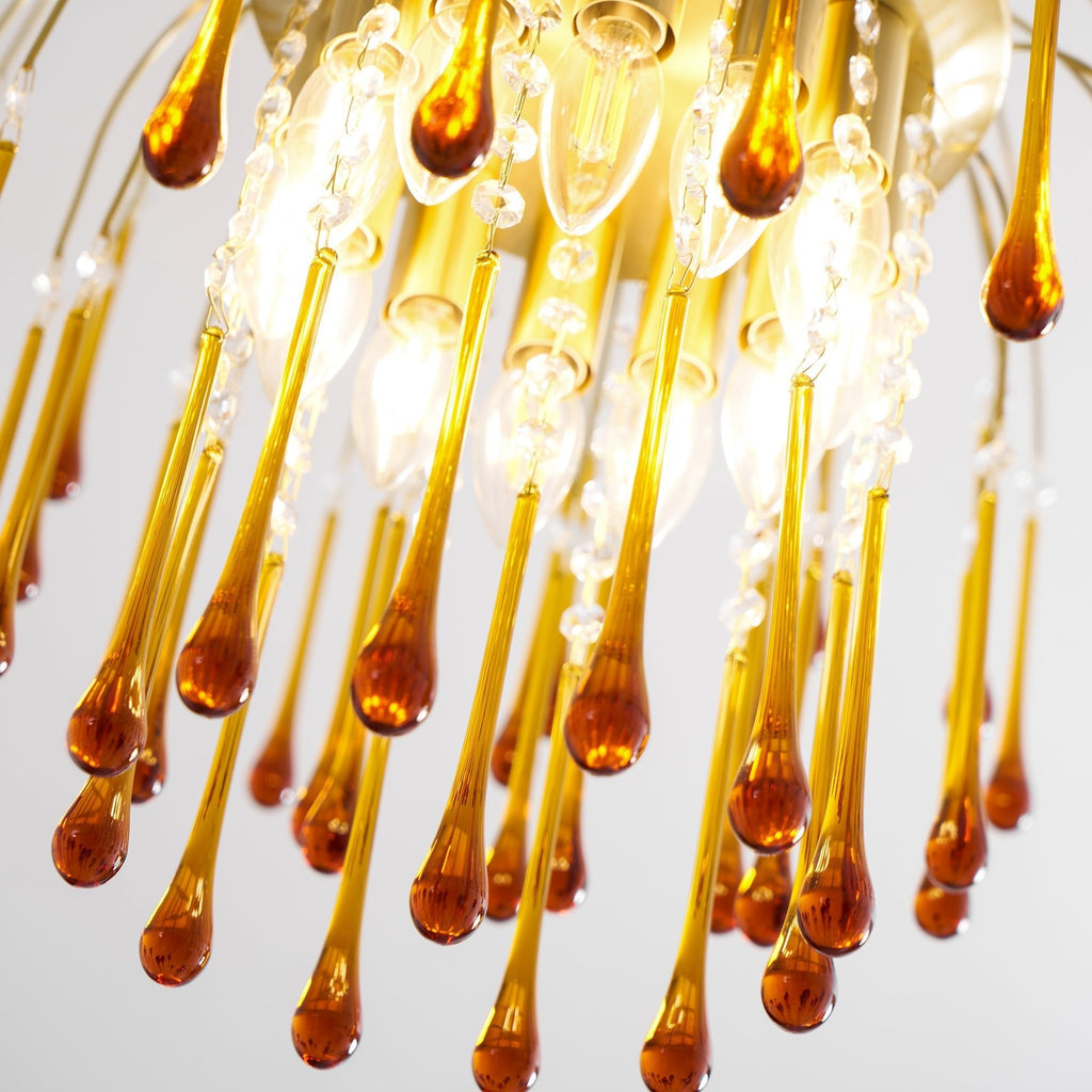 Lampadario Maltose — cascata di ottone e cristallo