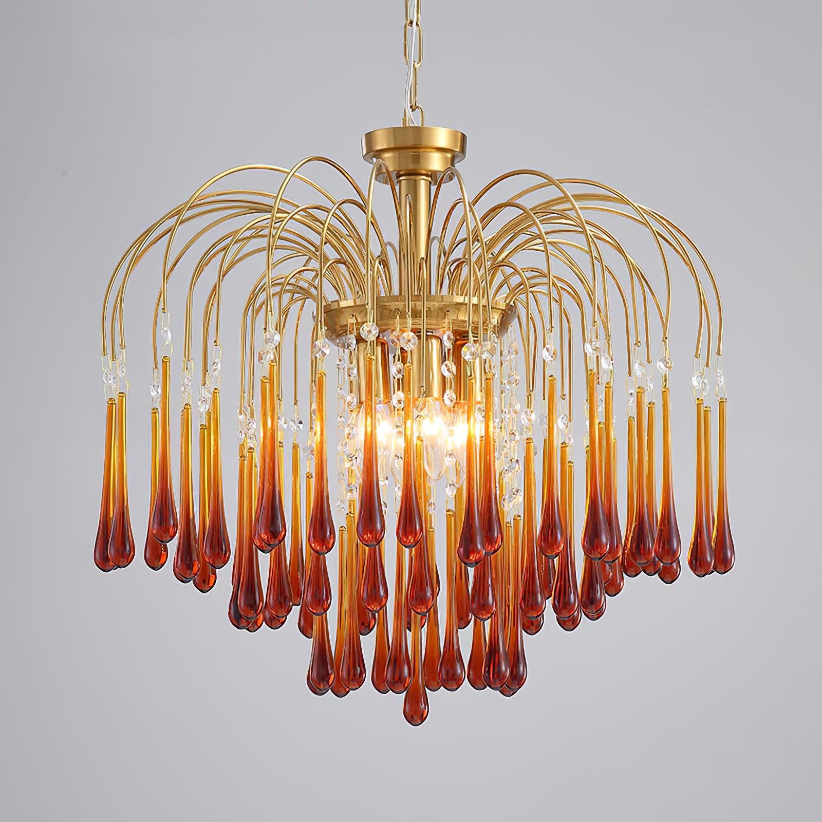 Lampadario Maltose — cascata di ottone e cristallo