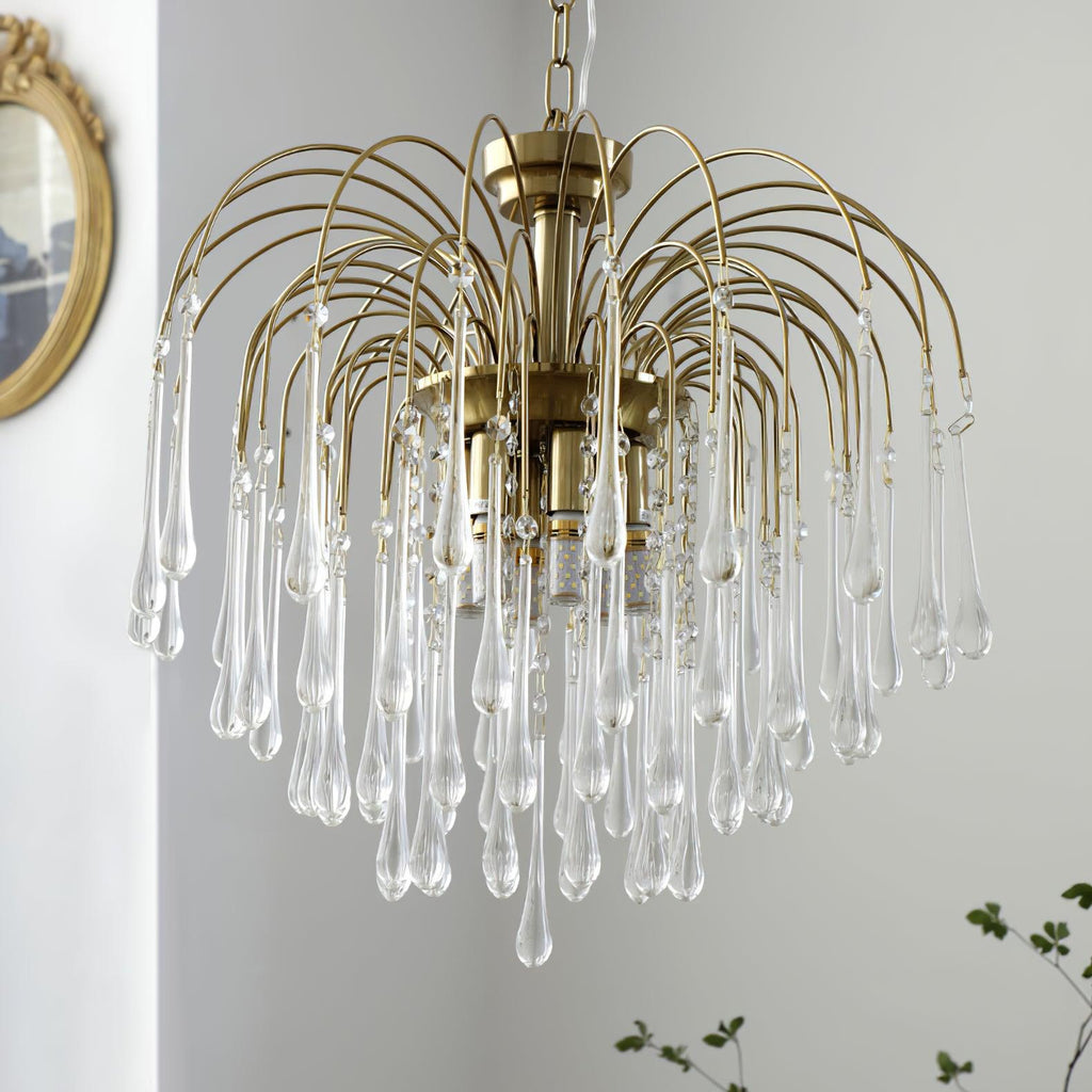 Lampadario Maltose — cascata di ottone e cristallo