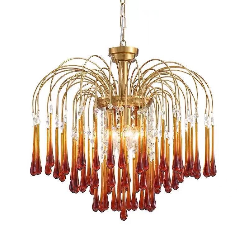 Lampadario Maltose — cascata di ottone e cristallo
