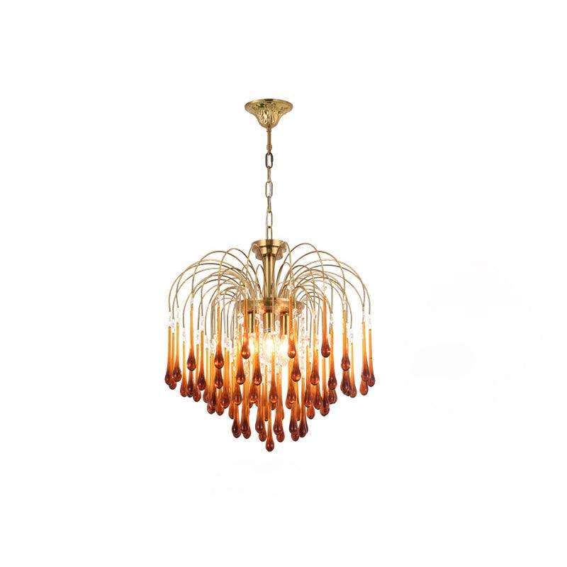Lampadario Maltose — cascata di ottone e cristallo