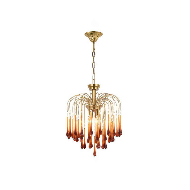 Lampadario Maltose — cascata di ottone e cristallo