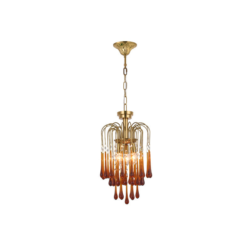 Lampadario Maltose — cascata di ottone e cristallo