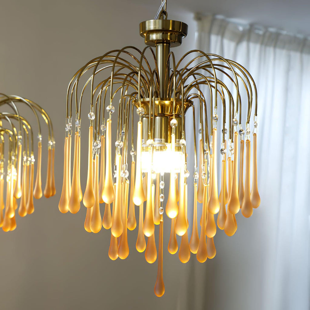 Lampadario Maltose — cascata di ottone e cristallo