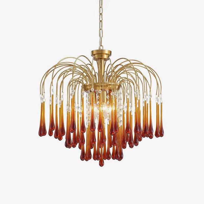 Lampadario Maltose — cascata di ottone e cristallo