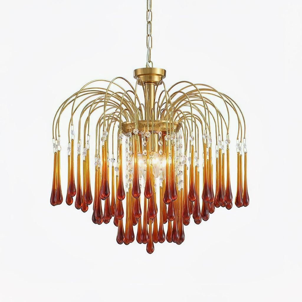 Lampadario Maltose — cascata di ottone e cristallo