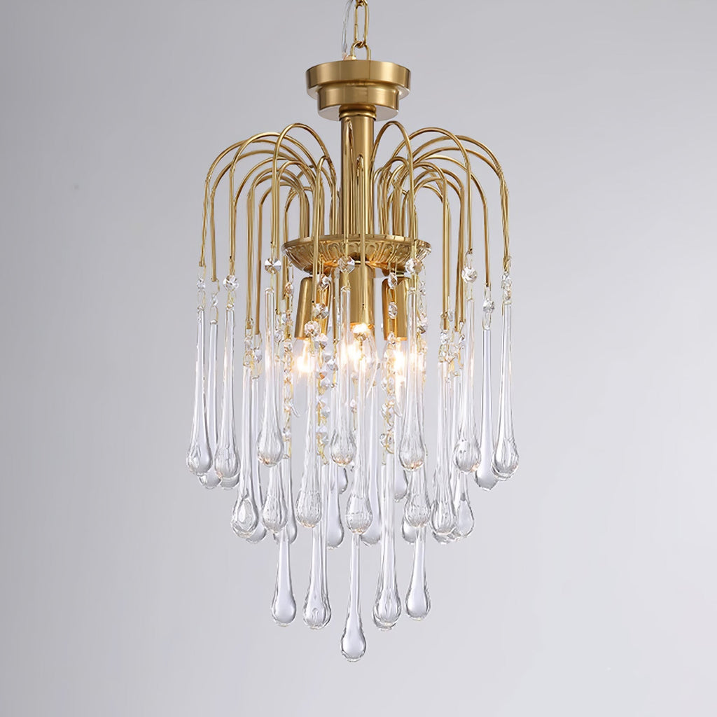 Lampadario Maltose — cascata di ottone e cristallo