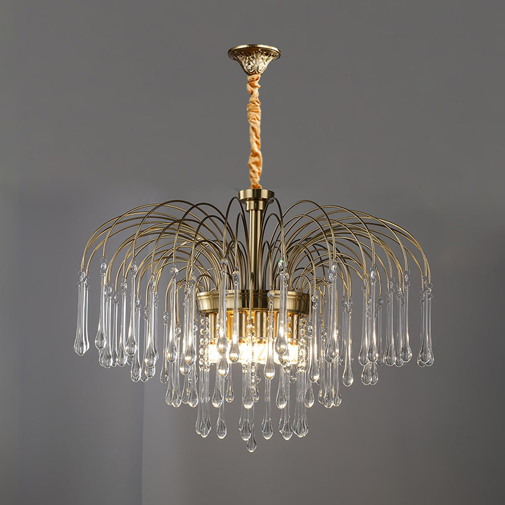 Lampadario Maltose — cascata di ottone e cristallo
