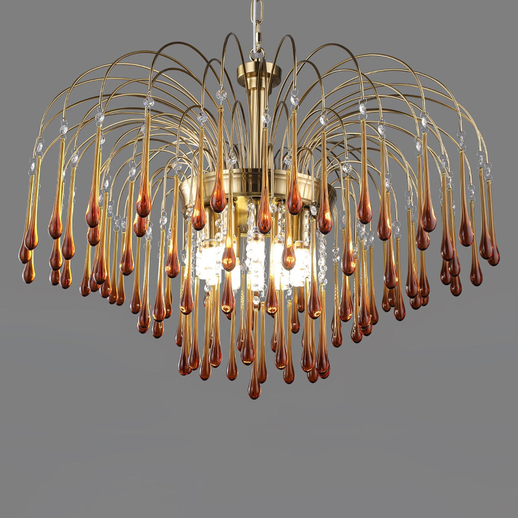 Lampadario Maltose — cascata di ottone e cristallo