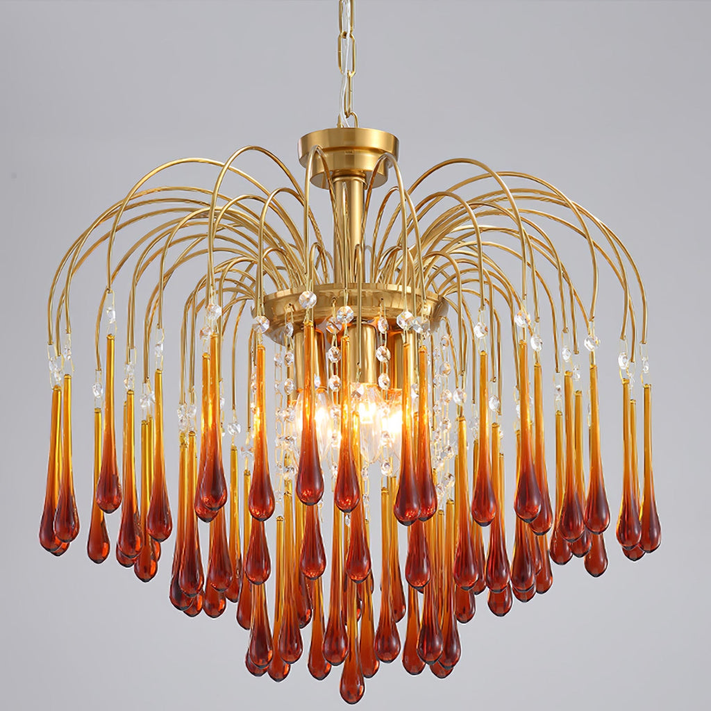 Lampadario Maltose — cascata di ottone e cristallo