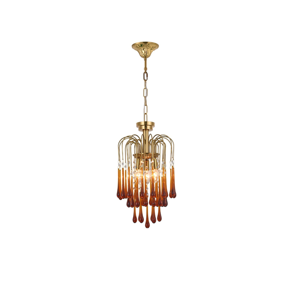 Lampadario Maltose — cascata di ottone e cristallo