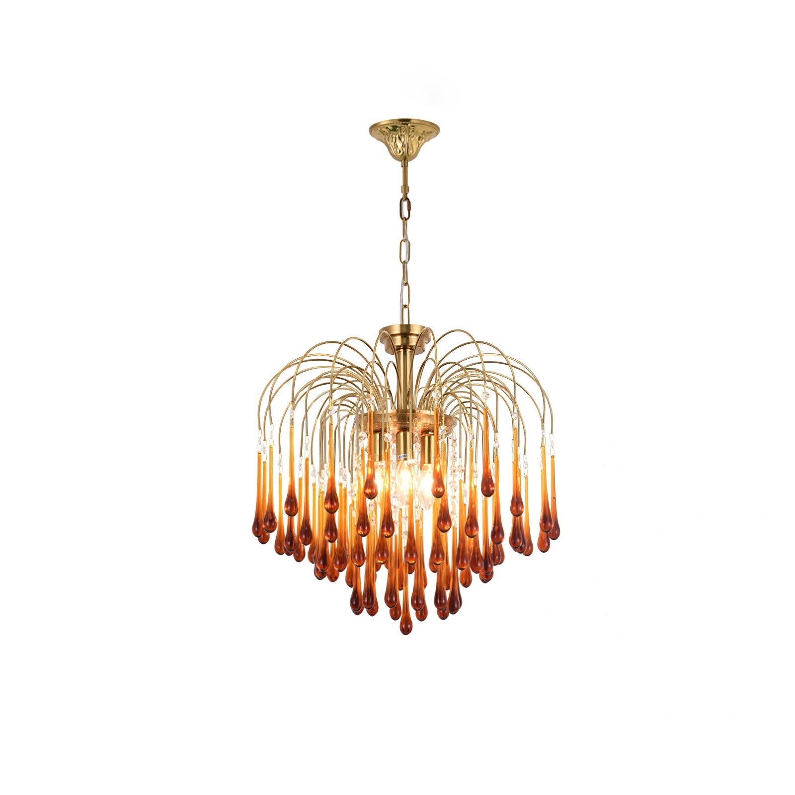 Lampadario Maltose — cascata di ottone e cristallo
