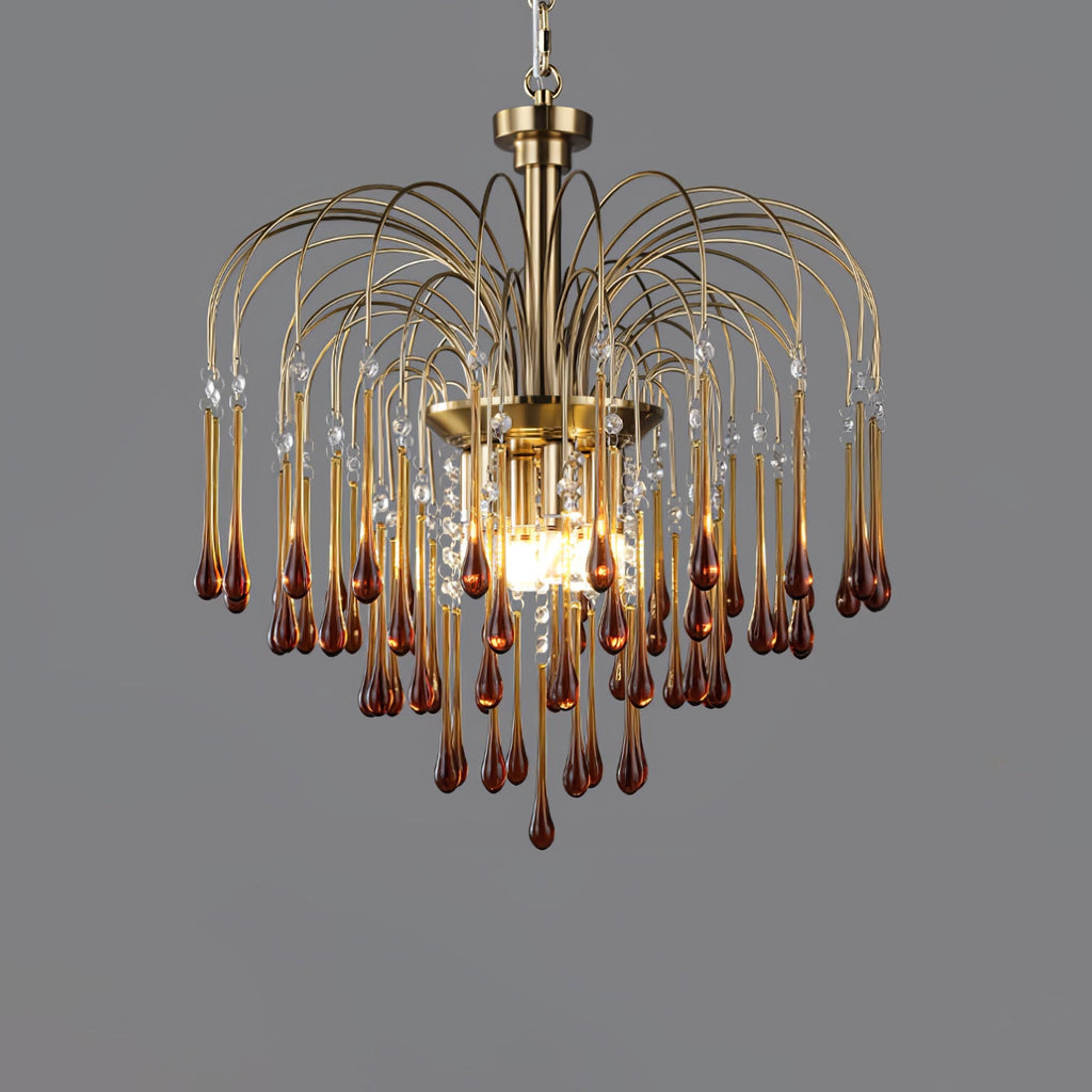 Lampadario Maltose — cascata di ottone e cristallo