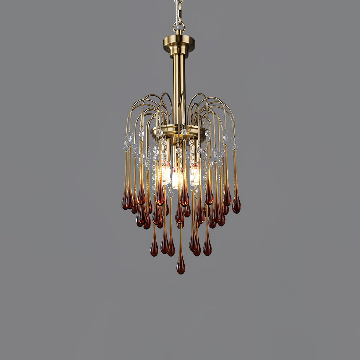 Lampadario Maltose — cascata di ottone e cristallo