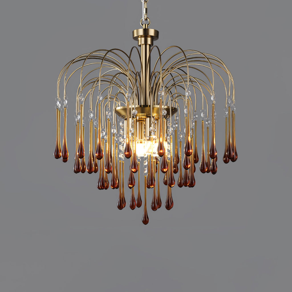 Lampadario Maltose — cascata di ottone e cristallo