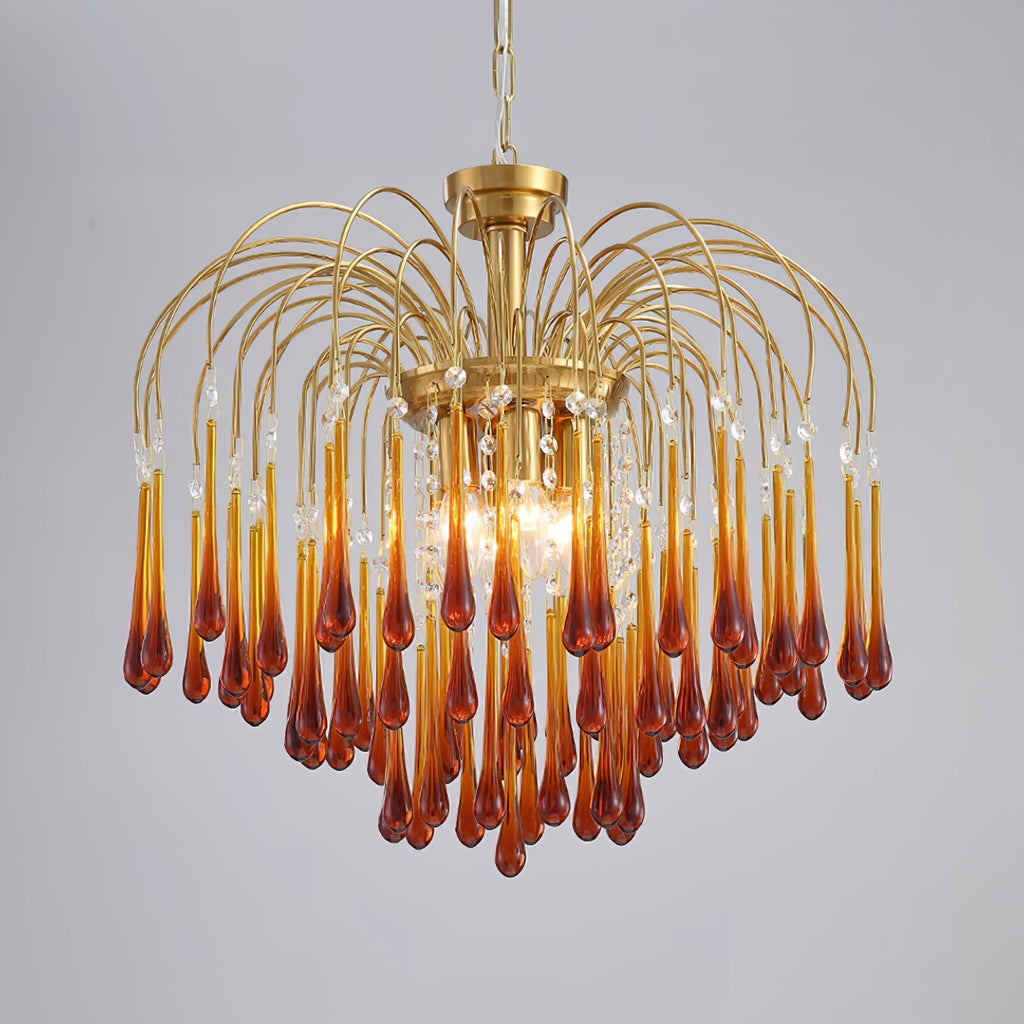 Lampadario Maltose — cascata di ottone e cristallo