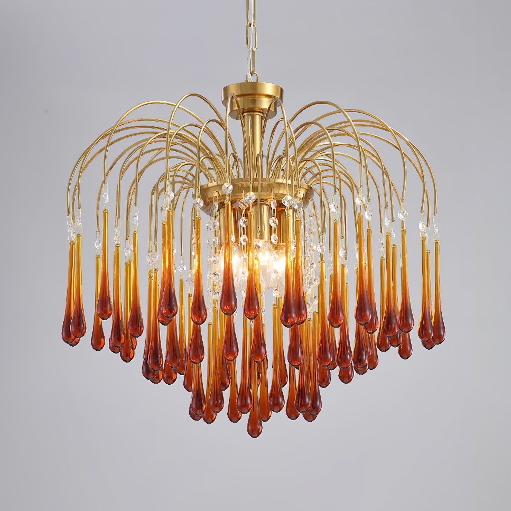 Lampadario Maltose — cascata di ottone e cristallo