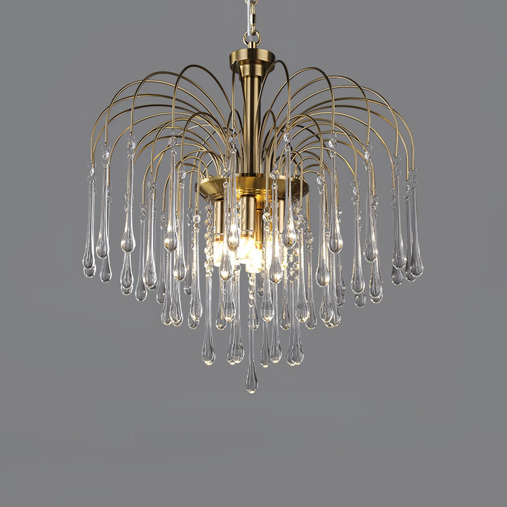 Lampadario Maltose — cascata di ottone e cristallo