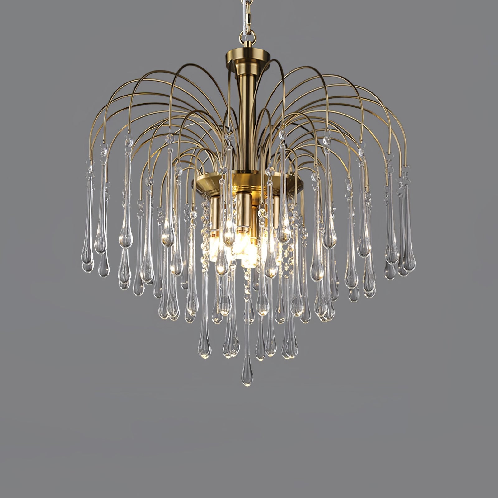 Lampadario Maltose — cascata di ottone e cristallo