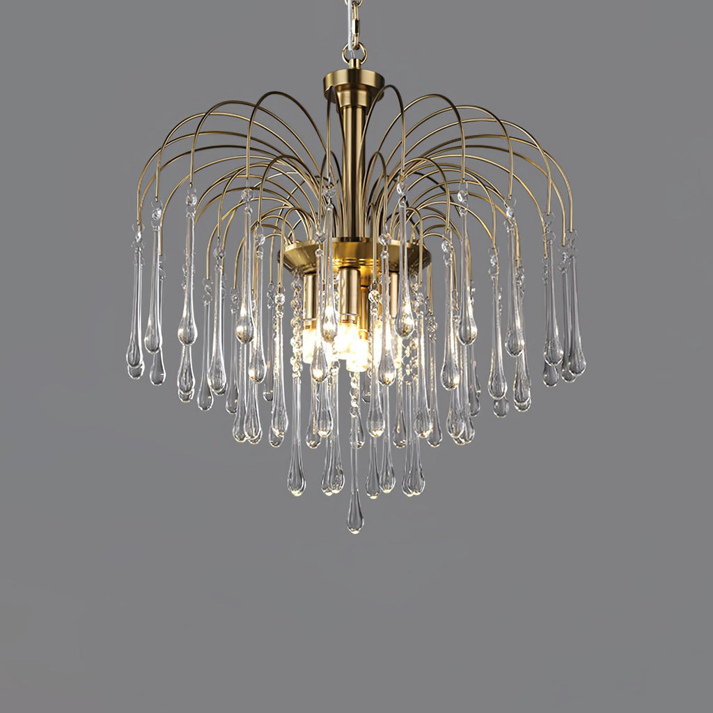 Lampadario Maltose — cascata di ottone e cristallo