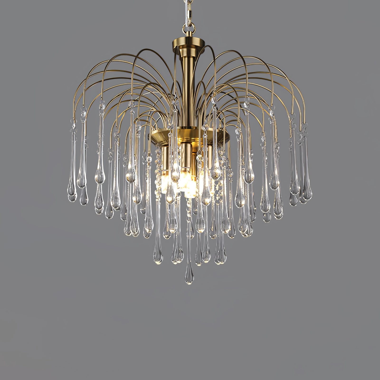 Lampadario Maltose — cascata di ottone e cristallo