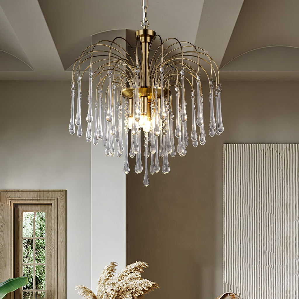 Lampadario Maltose — cascata di ottone e cristallo
