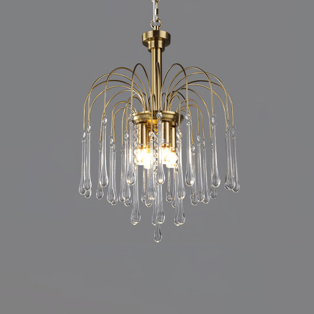 Lampadario Maltose — cascata di ottone e cristallo