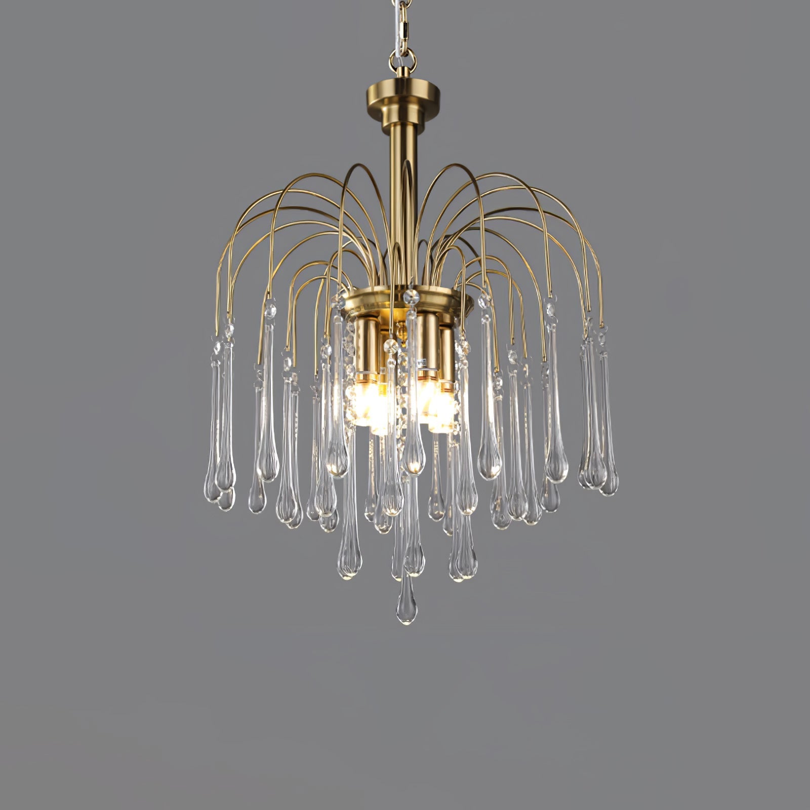 Lampadario Maltose — cascata di ottone e cristallo