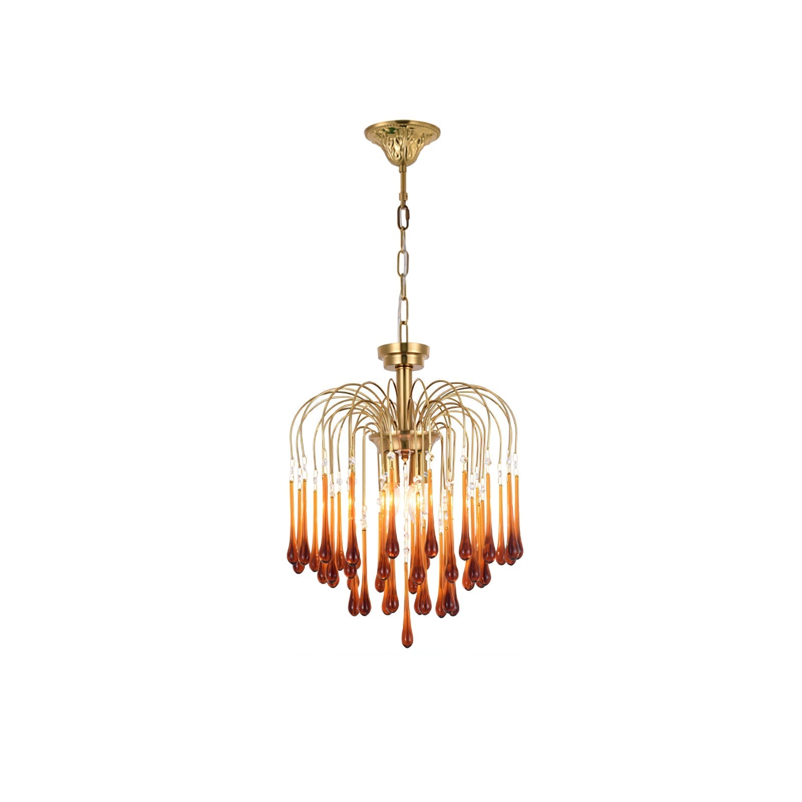 Lampadario Maltose — cascata di ottone e cristallo