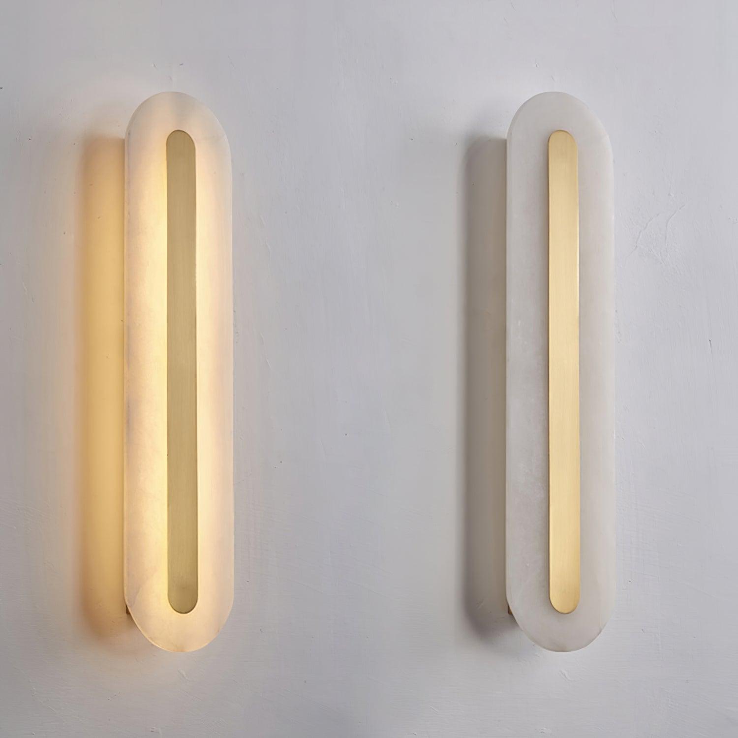 Rundad vägglampa i alabaster — integrerad LED, vertikal eller horisontell montering