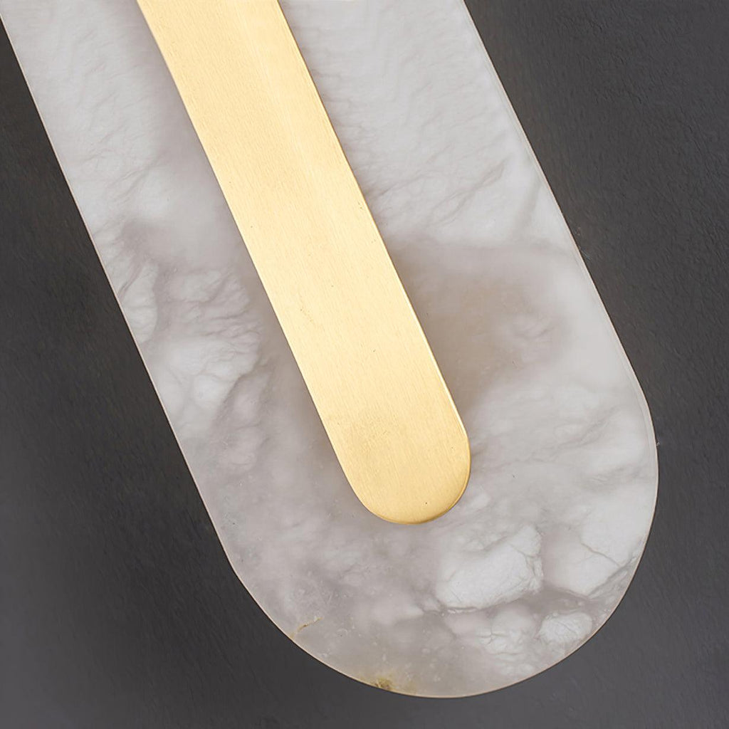 Rundad vägglampa i alabaster — integrerad LED, vertikal eller horisontell montering