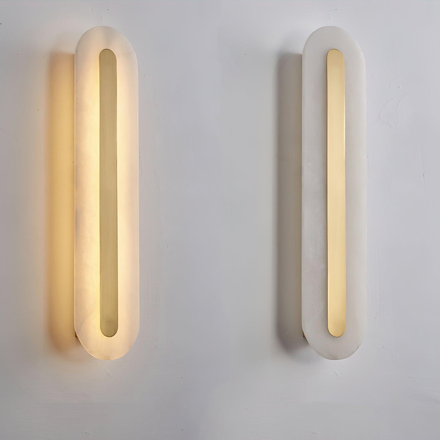 Rundad vägglampa i alabaster — integrerad LED, vertikal eller horisontell montering