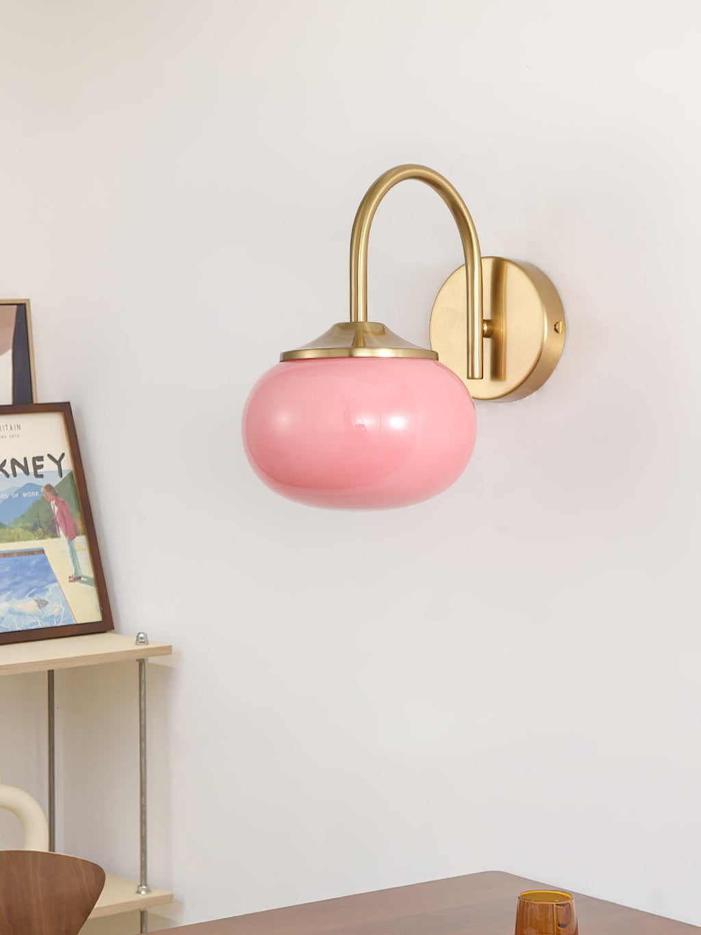 Marshmallow-Wandleuchte – Goldfinish, rosafarbene Glasschirme